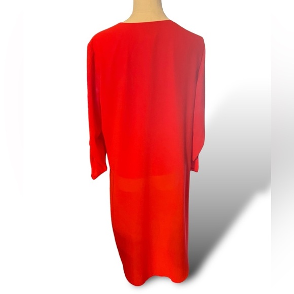 CHICOS High Low Woven Top Women’s Size Small, Red NWOT Button Roll Sleeves - Picture 6 of 14